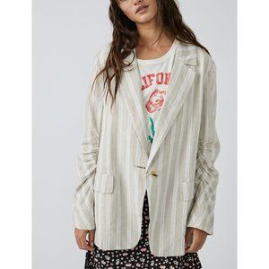 Free People Striped Cream Blazer